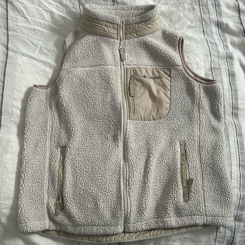 Cream Sherpa Fleece Vest - Colombia - Size XL